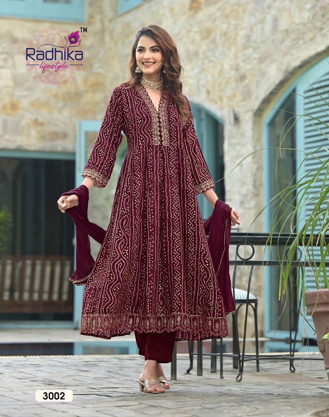 Anarkali Vol 3 By Radhika Rayon Embroidery Kurti With Bottom Dupatta Wholesale Online
